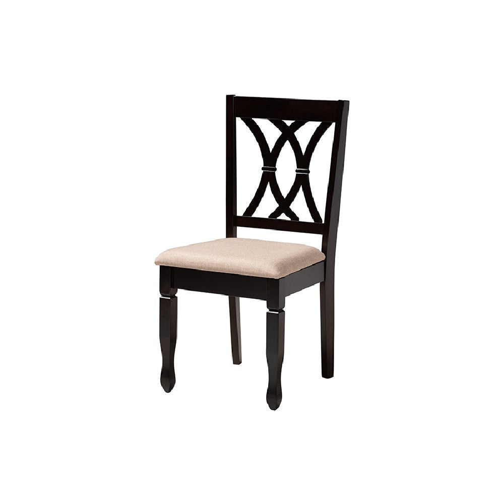 Baxton Studio Maya Modern Beige Fabric and Espresso Brown Finished Wood 5-Piece Dining Set