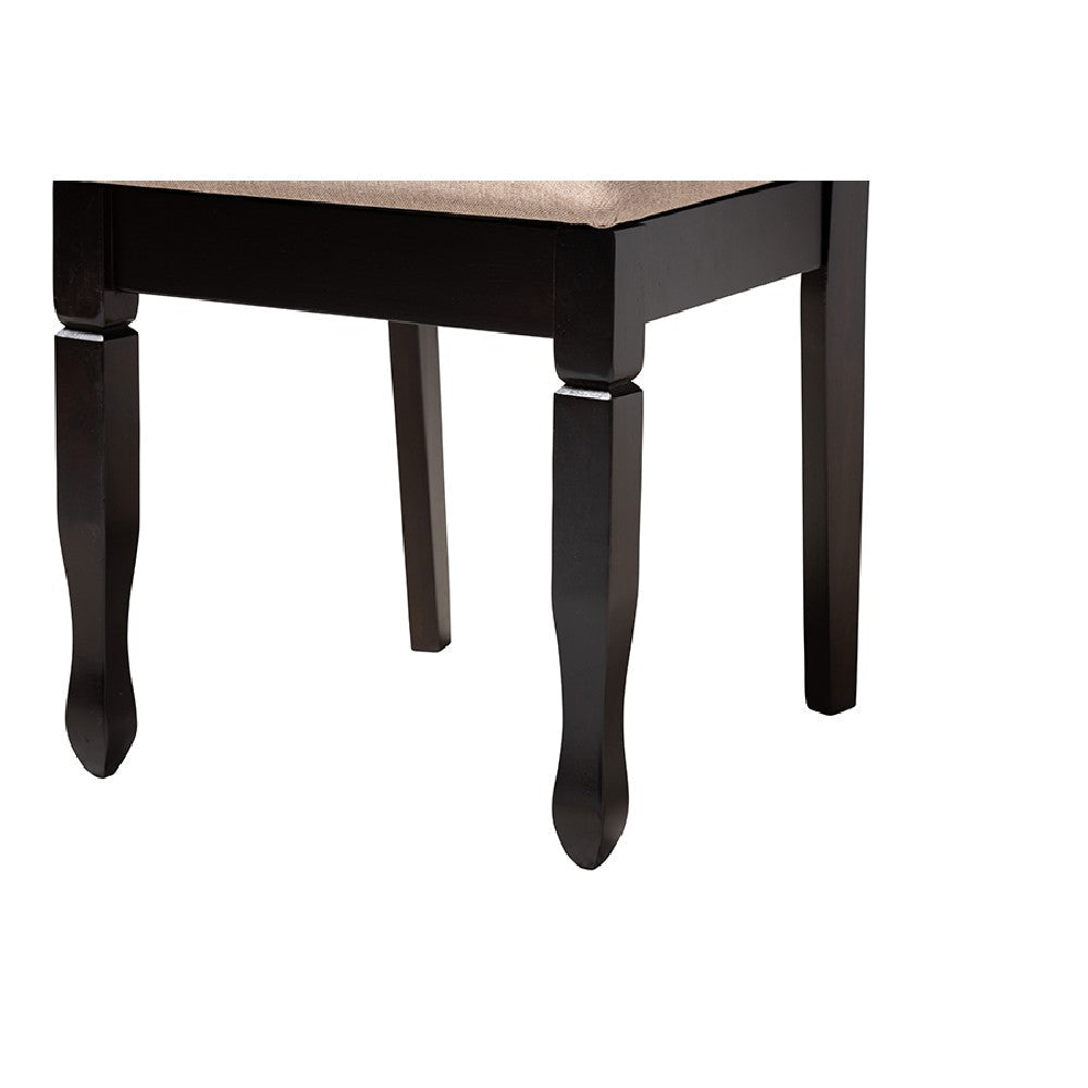 Baxton Studio Maya Modern Beige Fabric and Espresso Brown Finished Wood 5-Piece Dining Set