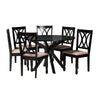 Baxton Studio Maya Modern Beige Fabric and Espresso Brown Finished Wood 7-Piece Dining Set