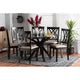 Baxton Studio Maya Modern Beige Fabric and Espresso Brown Finished Wood 7-Piece Dining Set