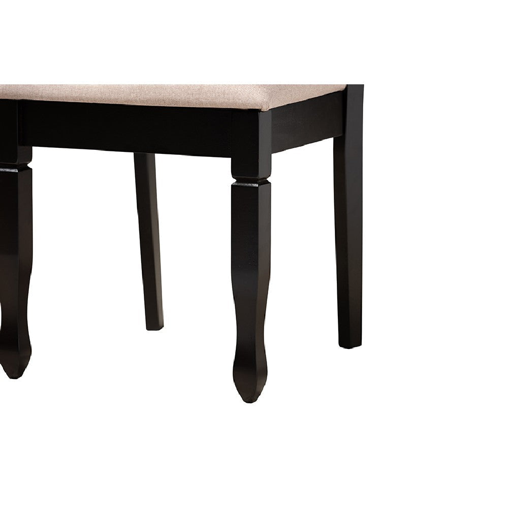 Baxton Studio Maya Modern Beige Fabric and Espresso Brown Finished Wood 7-Piece Dining Set