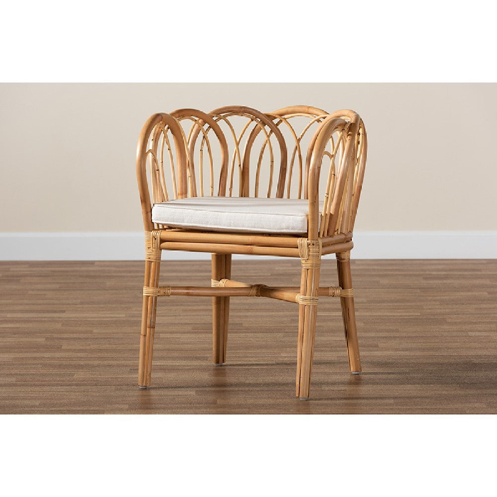 bali & pari Melody Modern and Contemporary Natural Finished Rattan Dining Chair WHI-Melody-Natural-DC