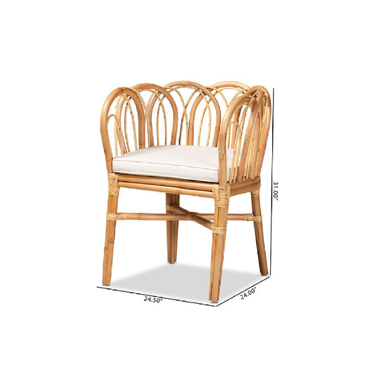 bali & pari Melody Modern and Contemporary Natural Finished Rattan Dining Chair