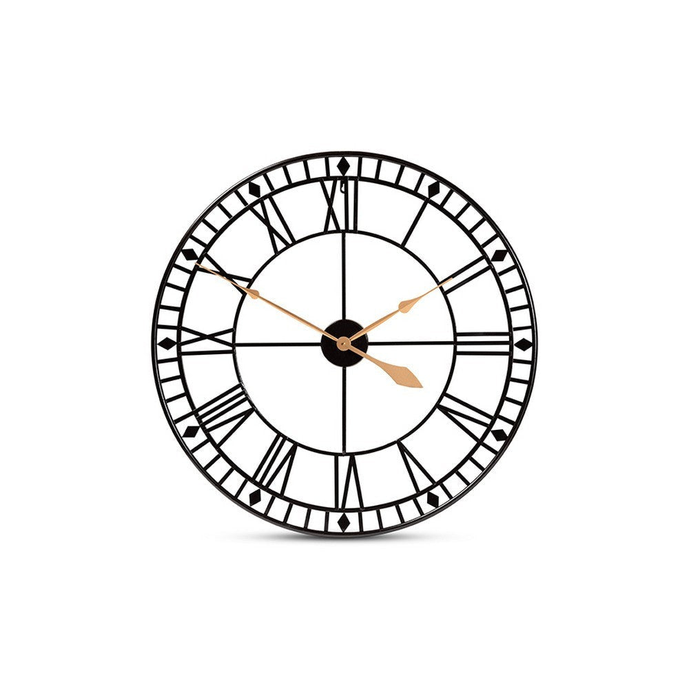 Baxton Studio Janette Classic Contemporary Black and Gold Finished Metal Wall Clock WHI-Metal-WC-31-5-inch