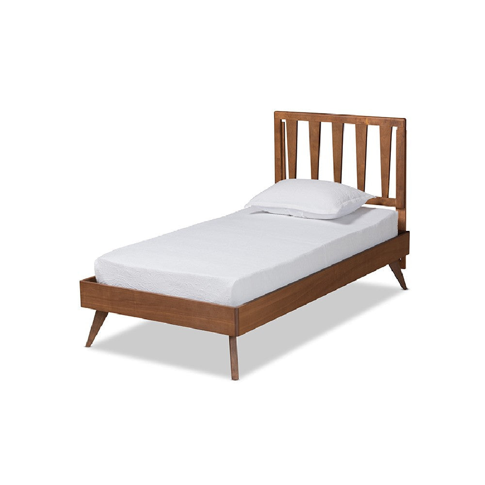 Baxton Studio Michi Modern and Contemporary Ash Walnut Finished Wood Twin Size Bed WHI-Michi-Ash-Walnut-Twin