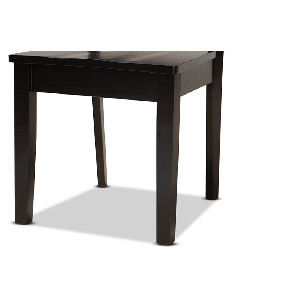 Baxton Studio Miela Modern and Contemporary Dark Brown Finished Wood 5-Piece Dining Set WHI-Miela-Dark-Brown-5PC-Dining-Set