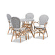 Baxton Studio Naila Classic French Black and White Plastic and Natural Brown Rattan 5-Piece Indoor and Outdoor Bistro Set