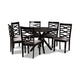 Baxton Studio Mila Modern and Contemporary Grey Fabric Upholstered and Dark Brown Finished Wood 7-Piece Dining Set