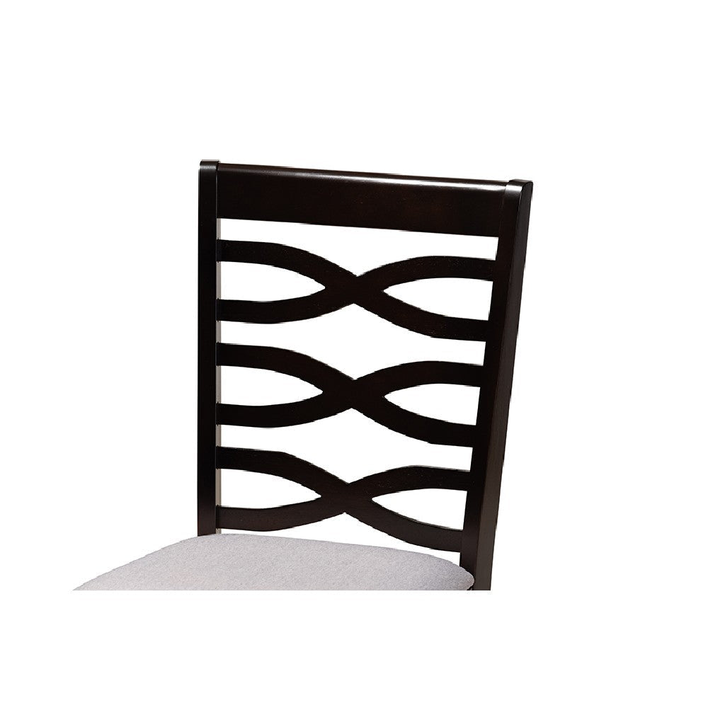 Baxton Studio Mila Modern and Contemporary Grey Fabric Upholstered and Dark Brown Finished Wood 7-Piece Dining Set