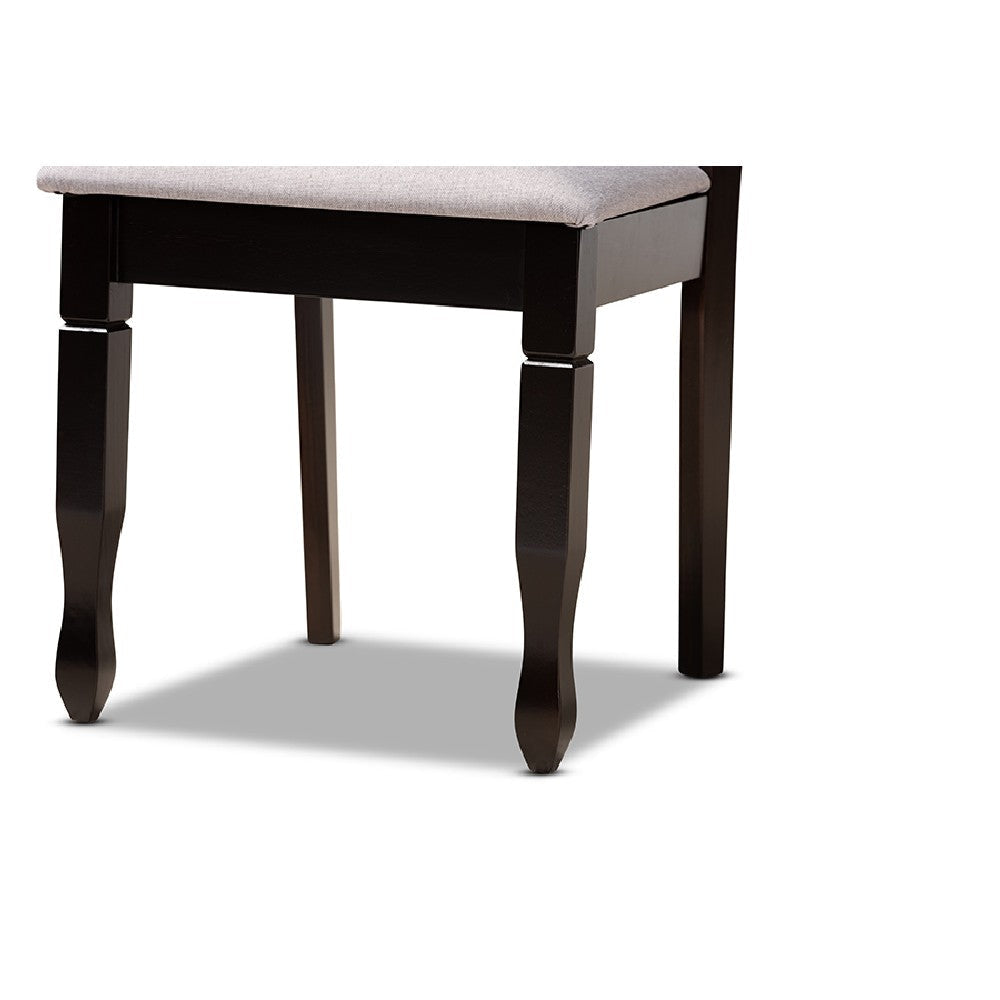 Baxton Studio Mila Modern and Contemporary Grey Fabric Upholstered and Dark Brown Finished Wood 7-Piece Dining Set