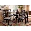 Baxton Studio Mila Modern and Contemporary Grey Fabric Upholstered and Dark Brown Finished Wood 7-Piece Dining Set