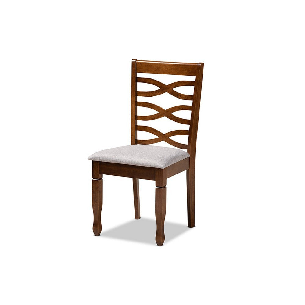 Baxton Studio Mila Modern and Contemporary Grey Fabric Upholstered and Walnut Brown Finished Wood 5-Piece Dining Set