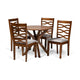 Baxton Studio Mila Modern and Contemporary Grey Fabric Upholstered and Walnut Brown Finished Wood 5-Piece Dining Set