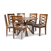 Baxton Studio Mila Modern and Contemporary Grey Fabric Upholstered and Walnut Brown Finished Wood 7-Piece Dining Set