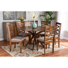 Baxton Studio Mila Modern and Contemporary Grey Fabric Upholstered and Walnut Brown Finished Wood 7-Piece Dining Set
