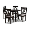 Baxton Studio Millie Modern and Contemporary Grey Fabric Upholstered and Dark Brown Finished Wood 5-Piece Dining Set