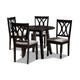 Baxton Studio Millie Modern and Contemporary Grey Fabric Upholstered and Dark Brown Finished Wood 5-Piece Dining Set