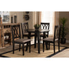 Baxton Studio Millie Modern and Contemporary Sand Fabric Upholstered and Dark Brown Finished Wood 5-Piece Dining Set