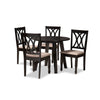 Baxton Studio Millie Modern and Contemporary Sand Fabric Upholstered and Dark Brown Finished Wood 5-Piece Dining Set