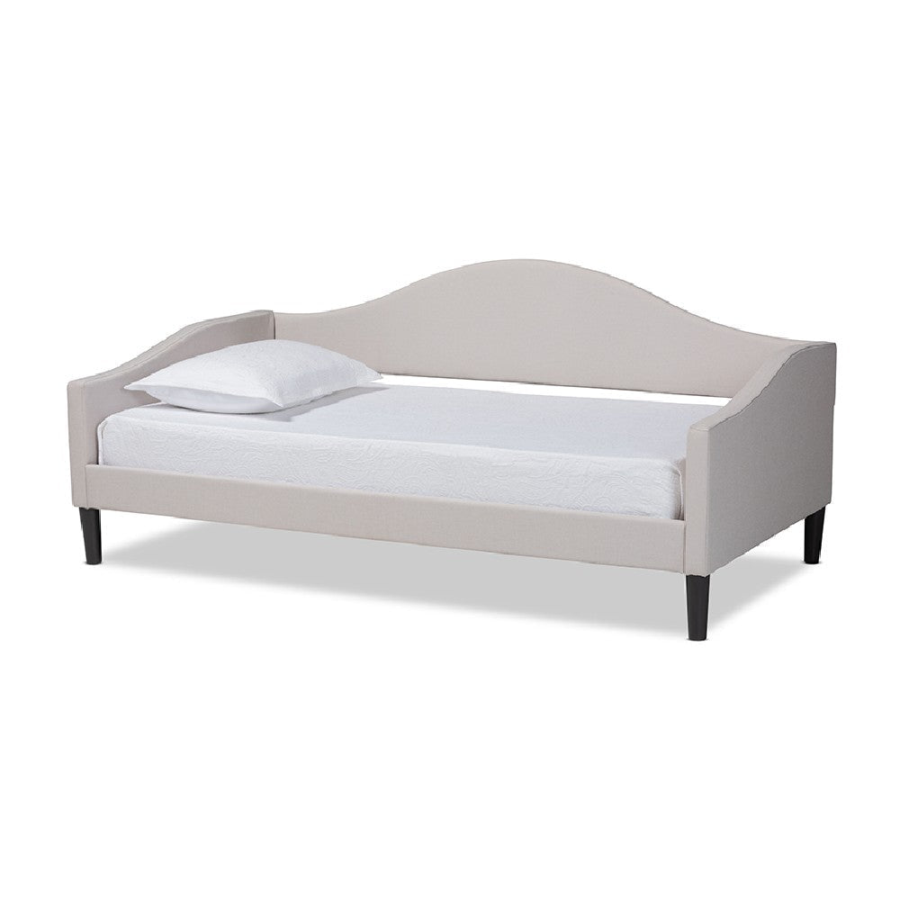 Baxton Studio Milligan Modern and Contemporary Beige Fabric Upholstered and Dark Brown Finished Wood Full Size Daybed