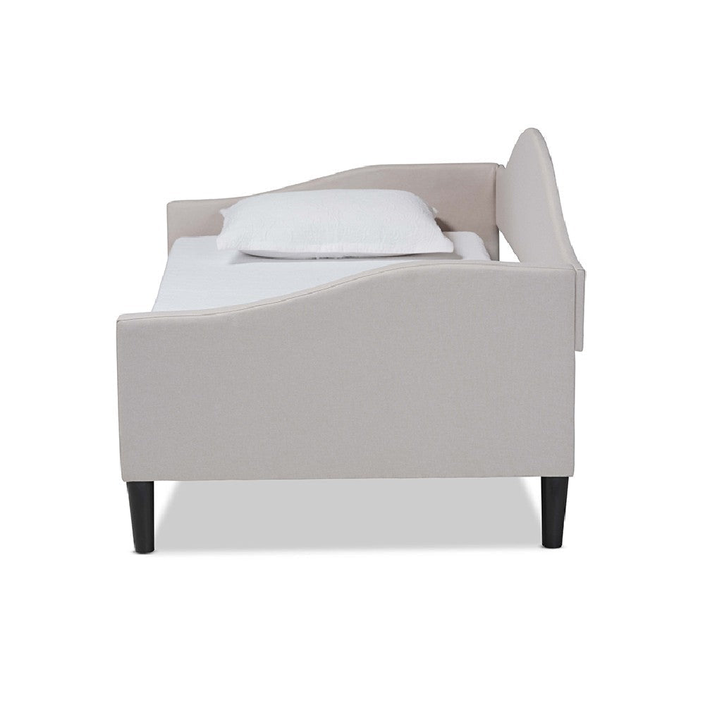 Baxton Studio Milligan Modern and Contemporary Beige Fabric Upholstered and Dark Brown Finished Wood Full Size Daybed