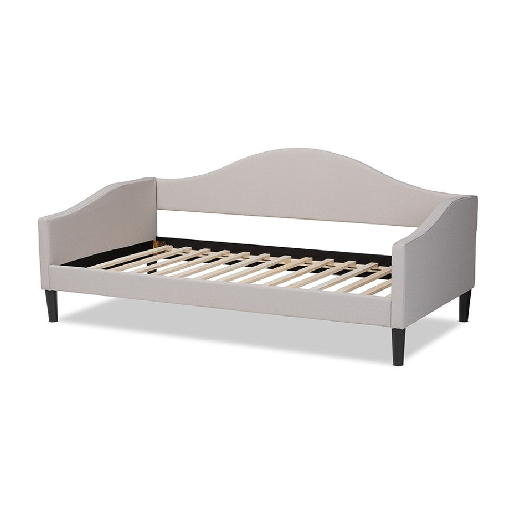Baxton Studio Milligan Modern and Contemporary Beige Fabric Upholstered and Dark Brown Finished Wood Full Size Daybed