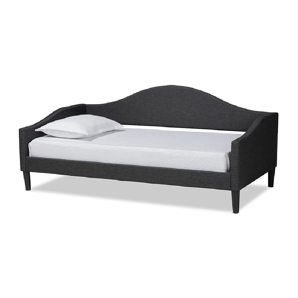 Baxton Studio Milligan Modern and Contemporary Charcoal Fabric Upholstered and Dark Brown Finished Wood Full Size Daybed