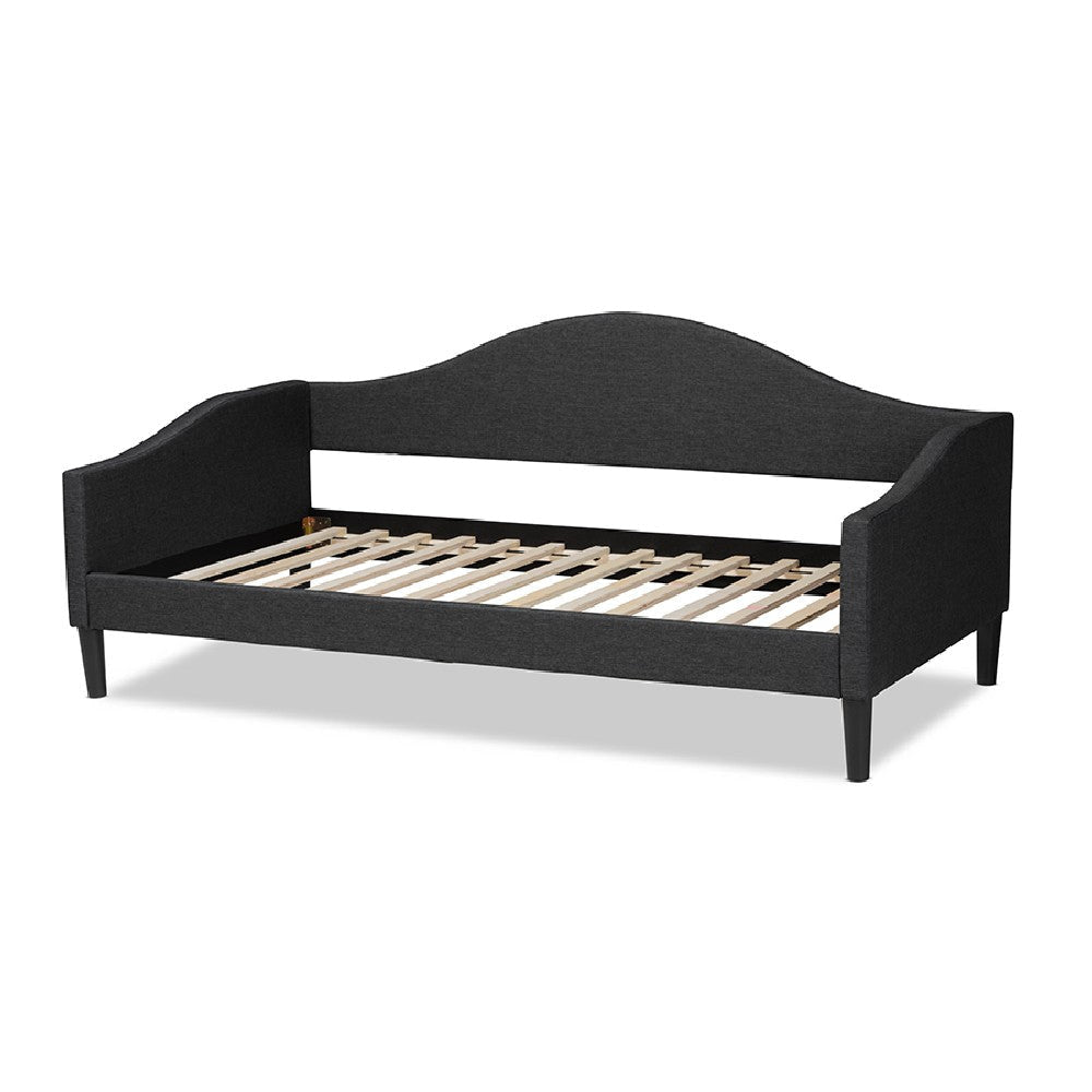 Baxton Studio Milligan Modern and Contemporary Charcoal Fabric Upholstered and Dark Brown Finished Wood Full Size Daybed