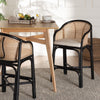bali & pari Miranda Modern Bohemian Two-Tone Black and Natural Brown Rattan Counter Stool