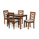 Baxton Studio Mirna Modern and Contemporary Grey Fabric Upholstered and Walnut Brown Finished Wood 5-Piece Dining Set