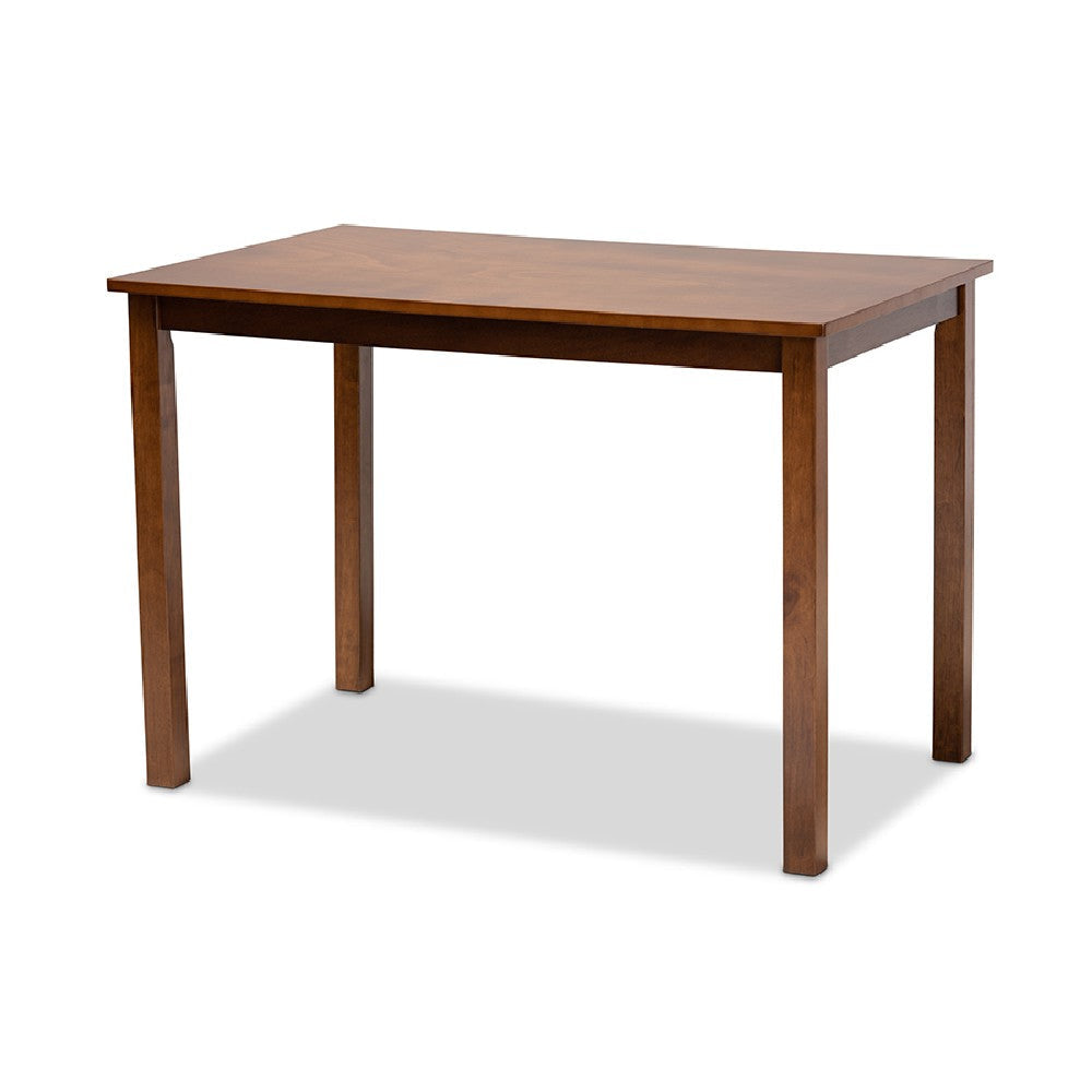 Baxton Studio Mirna Modern and Contemporary Grey Fabric Upholstered and Walnut Brown Finished Wood 5-Piece Dining Set