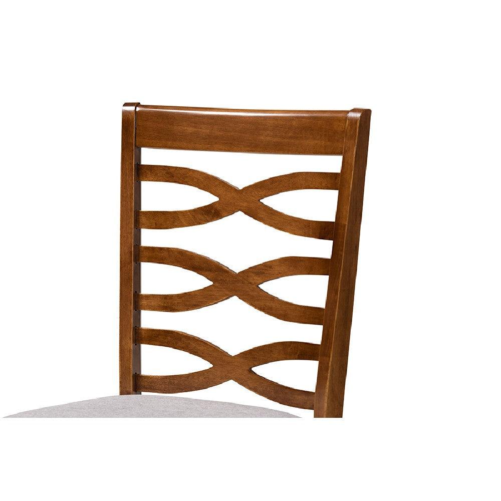 Baxton Studio Mirna Modern and Contemporary Grey Fabric Upholstered and Walnut Brown Finished Wood 5-Piece Dining Set