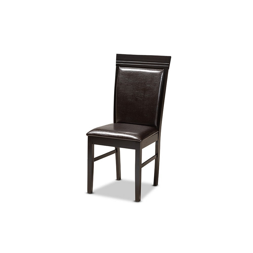 Baxton Studio Miya Modern and Contemporary Dark Brown Faux Leather Upholstered and Dark Brown Finished Wood 5-Piece Dining Set