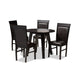 Baxton Studio Miya Modern and Contemporary Dark Brown Faux Leather Upholstered and Dark Brown Finished Wood 5-Piece Dining Set