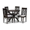 Baxton Studio Mona Modern and Contemporary Grey Fabric Upholstered and Dark Brown Finished Wood 5-Piece Dining Set