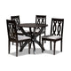 Baxton Studio Mona Modern and Contemporary Grey Fabric Upholstered and Dark Brown Finished Wood 5-Piece Dining Set