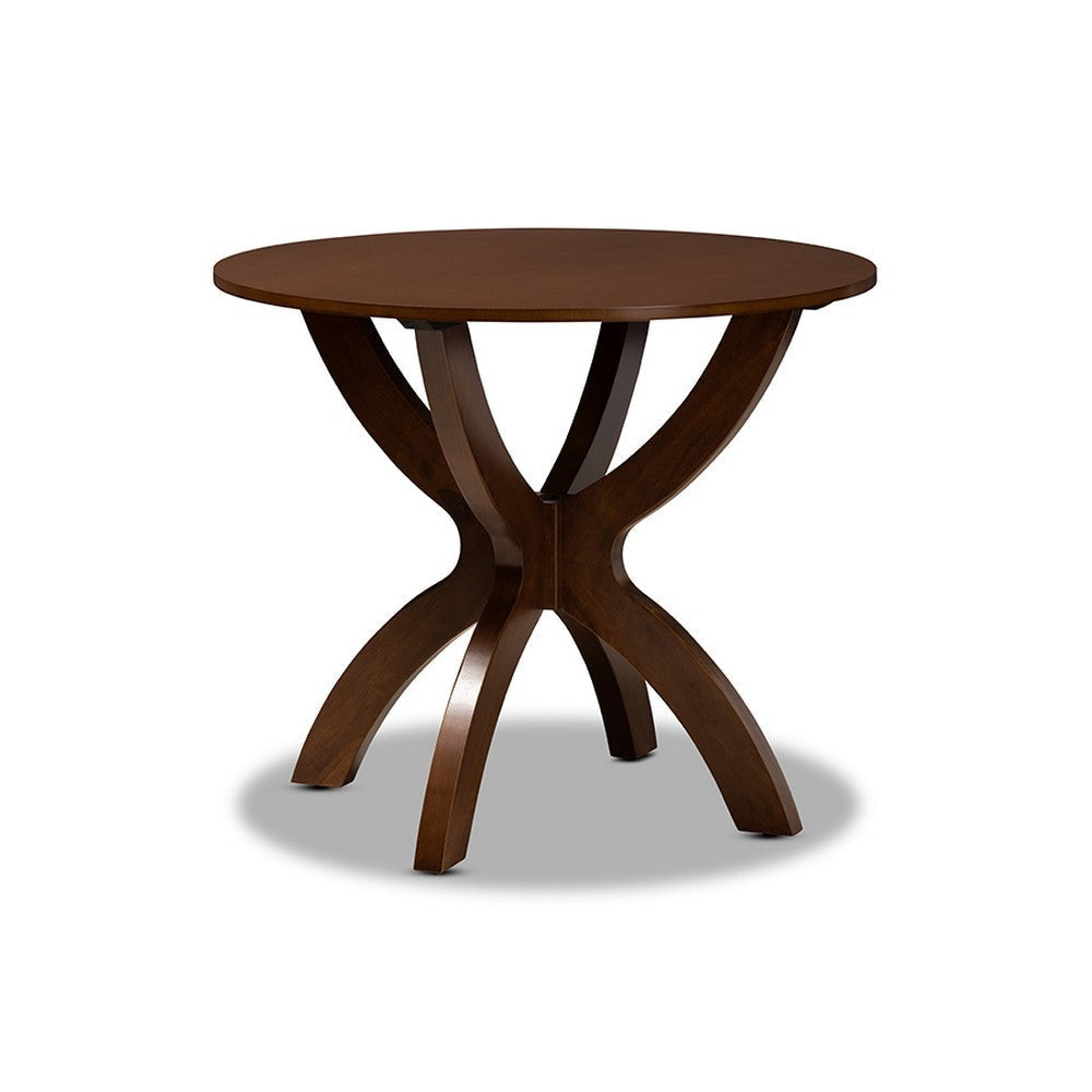 Baxton Studio Mona Modern and Contemporary Grey Fabric Upholstered and Walnut Brown Finished Wood 5-Piece Dining Set