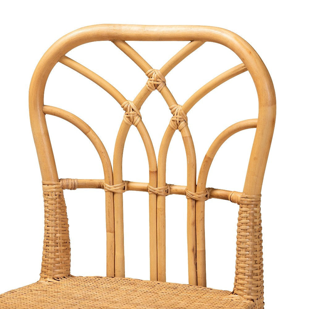 bali & pari Monaco Modern Bohemian Natural Rattan and Mahogany Wood Counter Stool WHI-Monaco-Rattan-CC