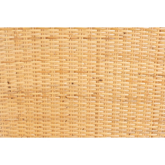 bali & pari Monaco Modern Bohemian Oak Brown Finished Mahogany Wood and Natural Rattan Dining Chair