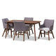 Baxton Studio Monte Mid-Century Modern Walnut Wood Rectangular 5-Piece Dining Set