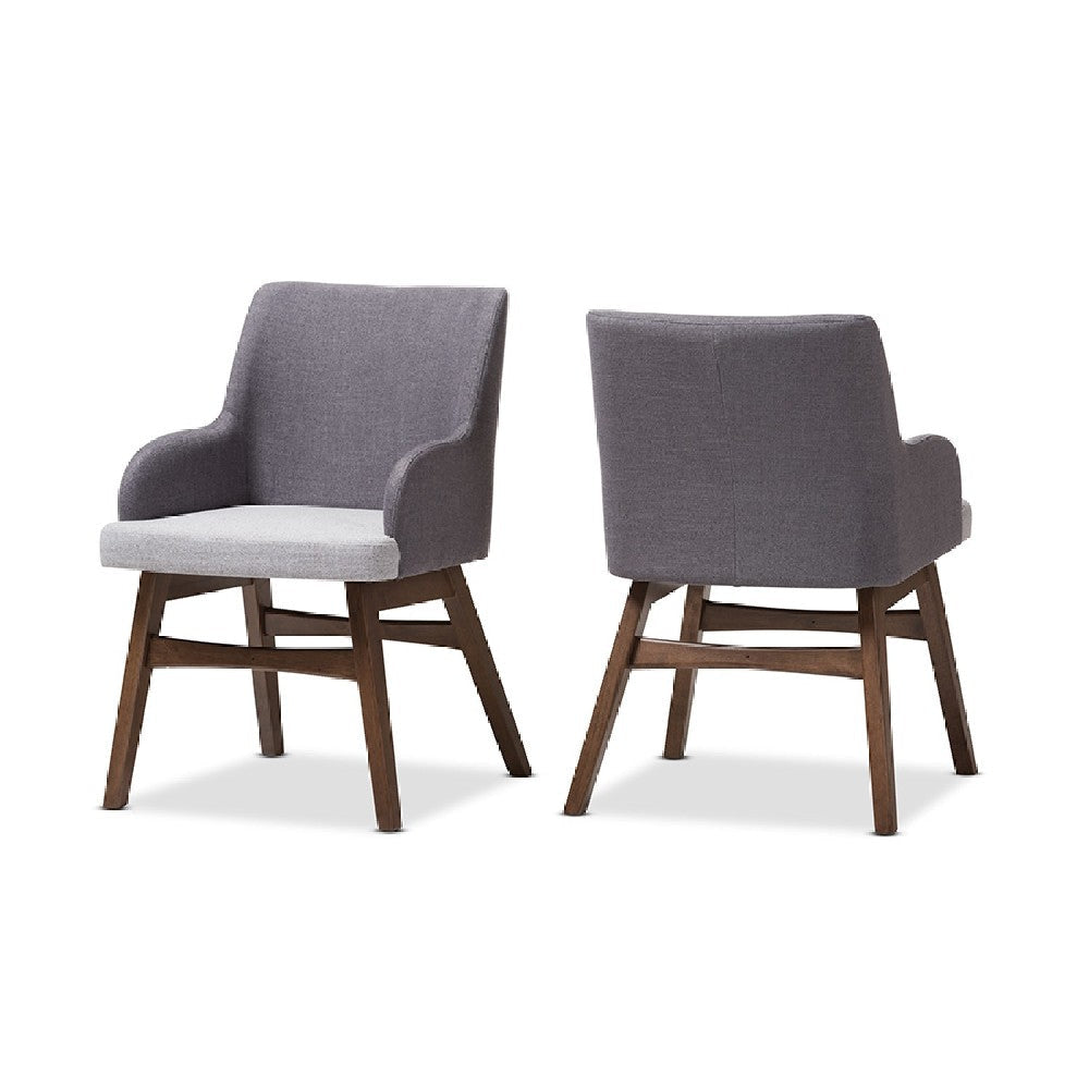 Baxton Studio Monte Mid-Century Modern Two-Tone Grey Fabric Armchair (Set of 2) WHI-Monte-Dark-Grey-Light-Grey-DC