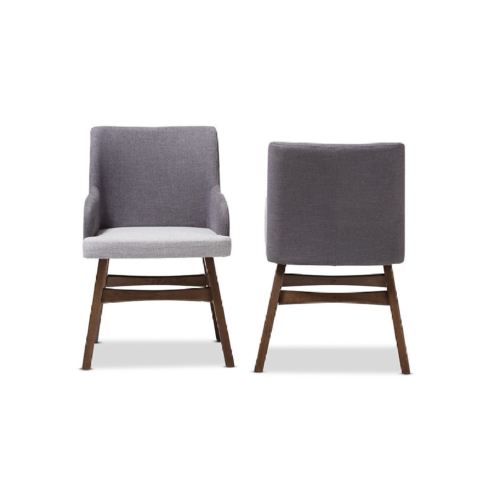 Baxton Studio Monte Mid-Century Modern Two-Tone Grey Fabric Armchair (Set of 2) WHI-Monte-Dark-Grey-Light-Grey-DC
