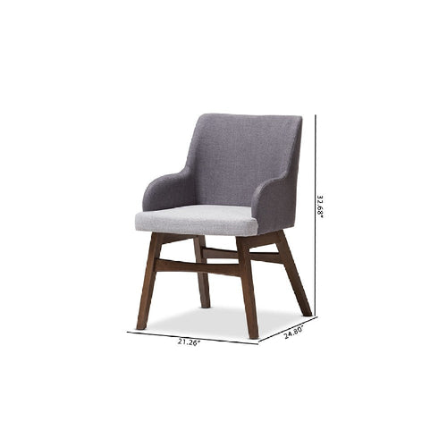 Baxton Studio Monte Mid-Century Modern Two-Tone Grey Fabric Armchair (Set of 2)