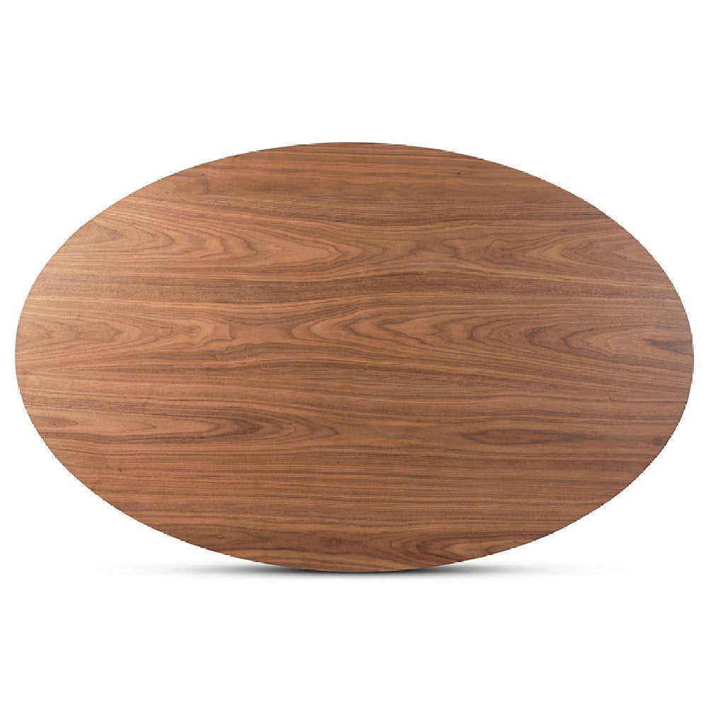 Baxton Studio Monte Mid-Century Modern Walnut Brown Finished Wood 71-Inch Oval Dining Table WHI-Monte-Walnut-Oval-DT
