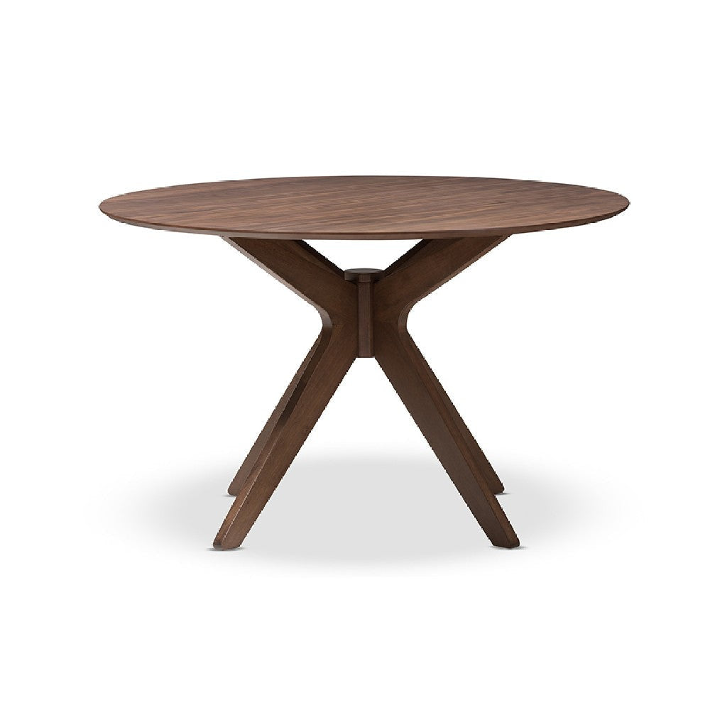 Baxton Studio Monte Mid-Century Modern Walnut Wood 47-Inch Round Dining Table WHI-Monte-Walnut-Round-DT