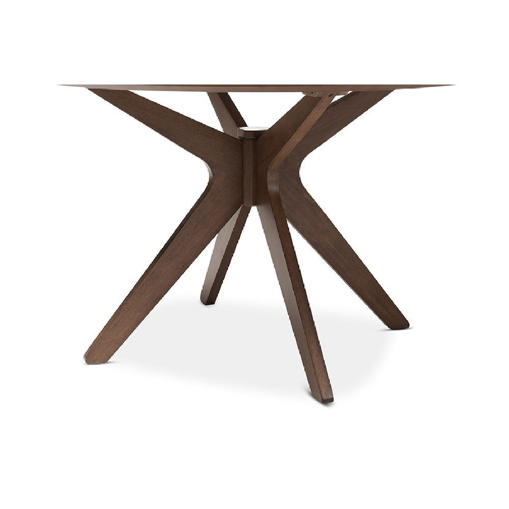 Baxton Studio Monte Mid-Century Modern Walnut Wood 47-Inch Round Dining Table WHI-Monte-Walnut-Round-DT
