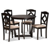 Baxton Studio Morigan Sand Fabric Upholstered and Dark Brown Finished Wood 5-Piece Dining Set