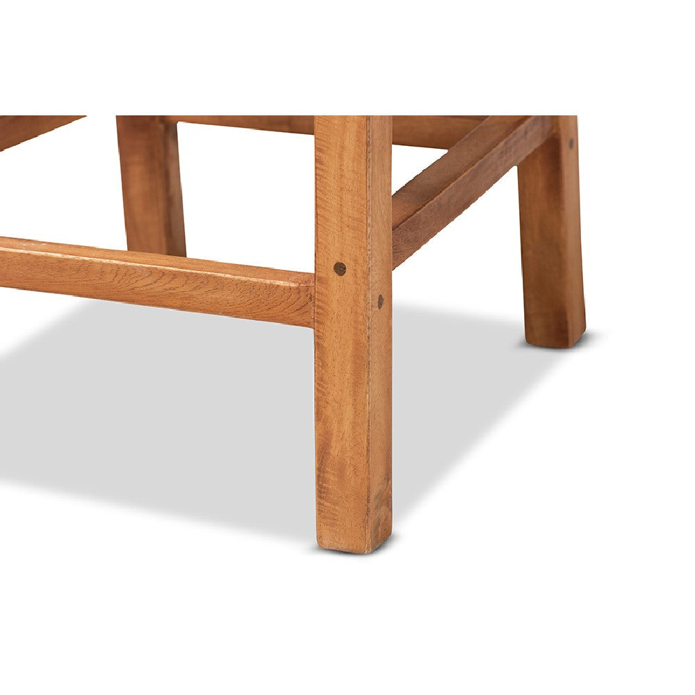 bali & pari Moscow Modern Bohemian Natural Brown Rattan and Walnut Brown Mahogany Wood Counter Stool WHI-Moscow-Teak-CS