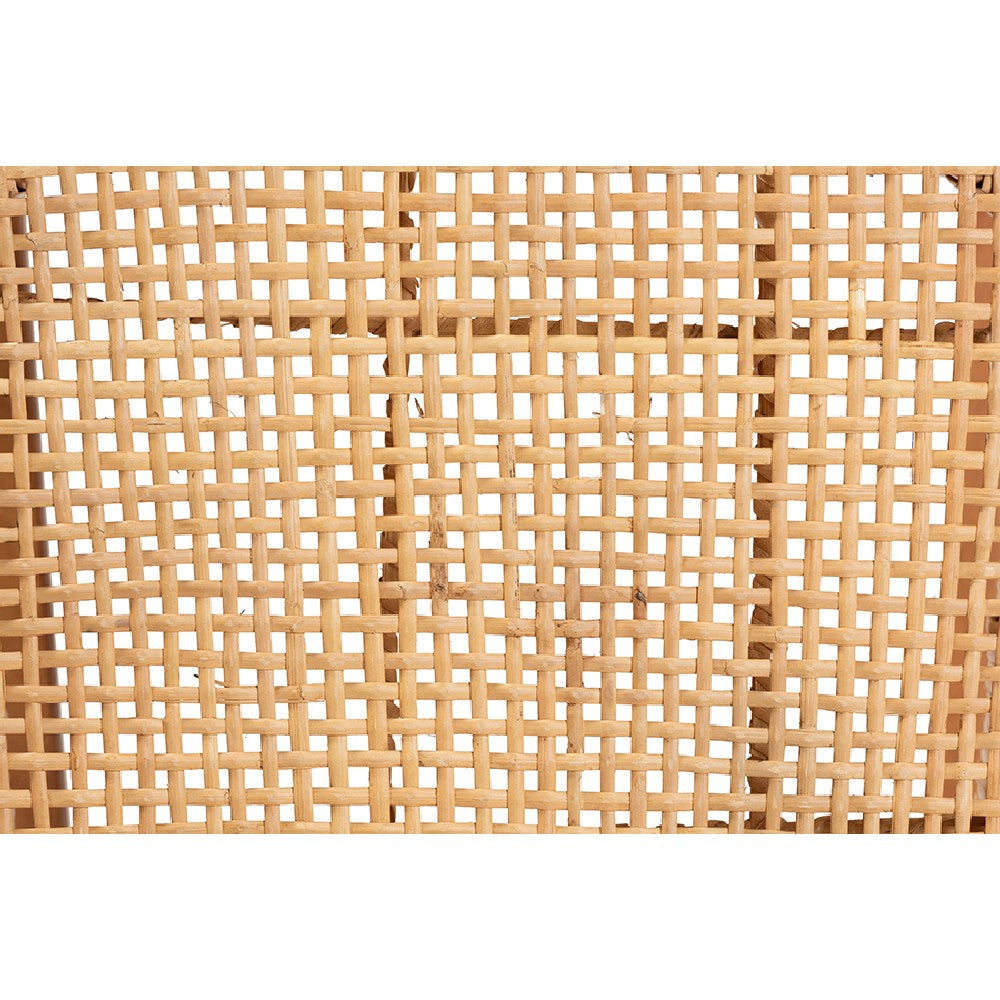 bali & pari Moscow Modern Bohemian Natural Brown Rattan and Walnut Brown Mahogany Wood Counter Stool WHI-Moscow-Teak-CS