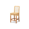 bali & pari Moscow Modern Bohemian Natural Brown Rattan and Walnut Brown Mahogany Wood Counter Stool WHI-Moscow-Teak-CS